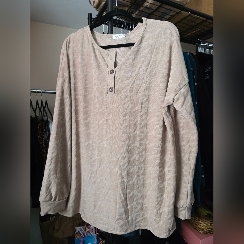 LAST CHANCE SALE!!  Chic Soul Beige Long Sleeve Top